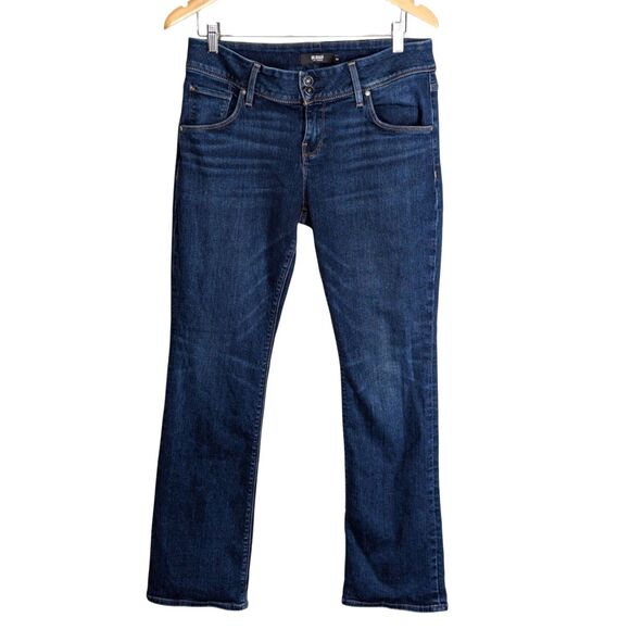 Hudson Beth Mid Rise Baby Boot Jeans Sz 32 Obscurity Dark Wash Flap Pockets - Picture 1 of 10
